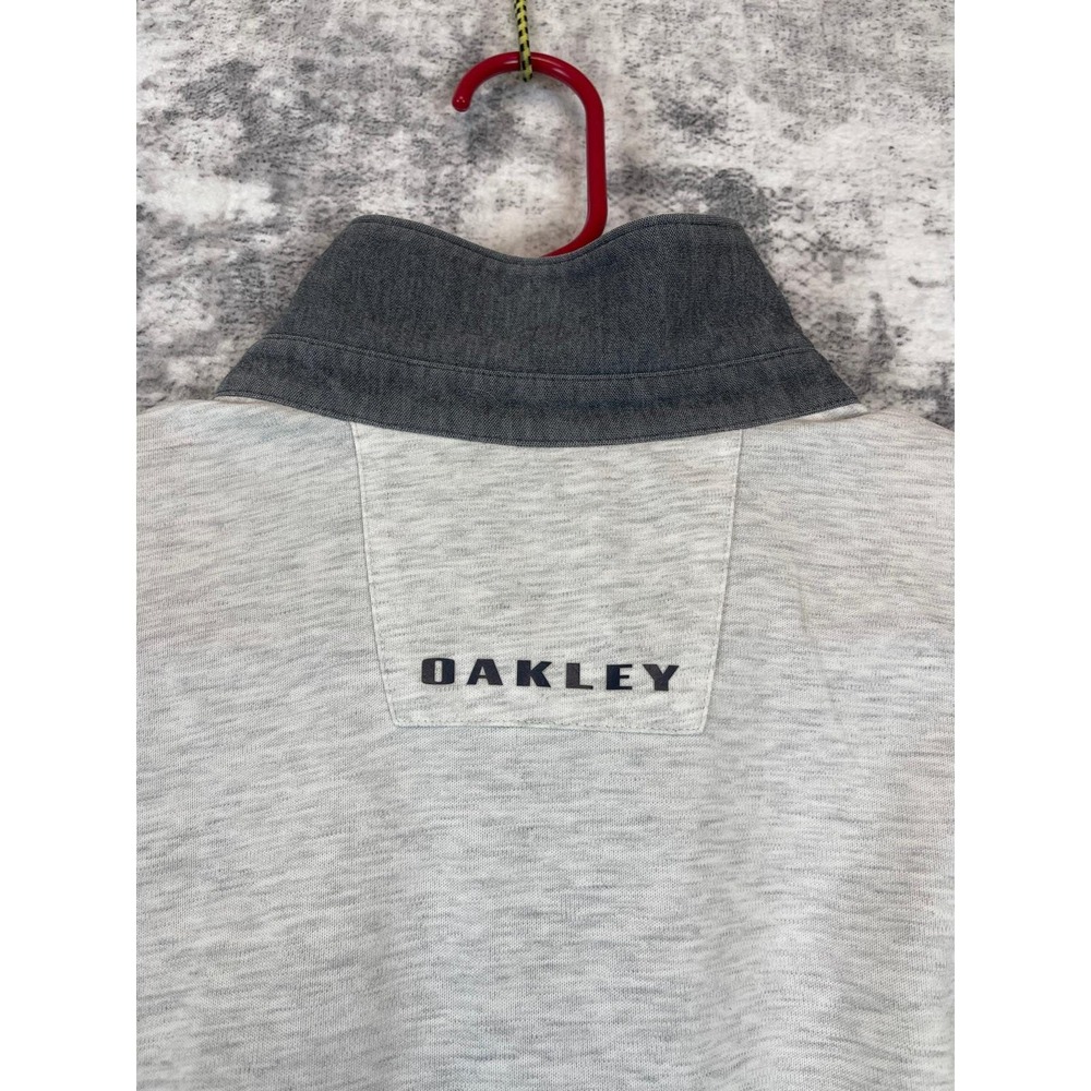 Vtg Oakley Men L Polo Shirt Gray Purple Stripe Golf Preppy Athletic Athleisure - Picture 4 of 7
